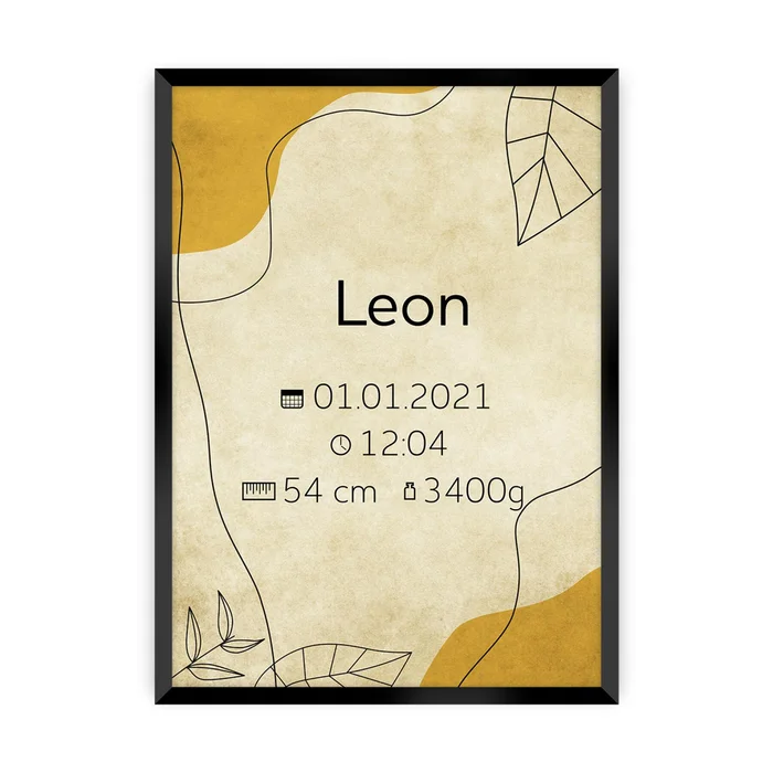 Tabelle Yellow Tipi Vintage birth metrics [Größe 30×40 cm]