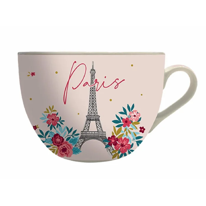 Tasse mit Henkel Kiub Paris En Fleurs Rose [Größe 500 ml]