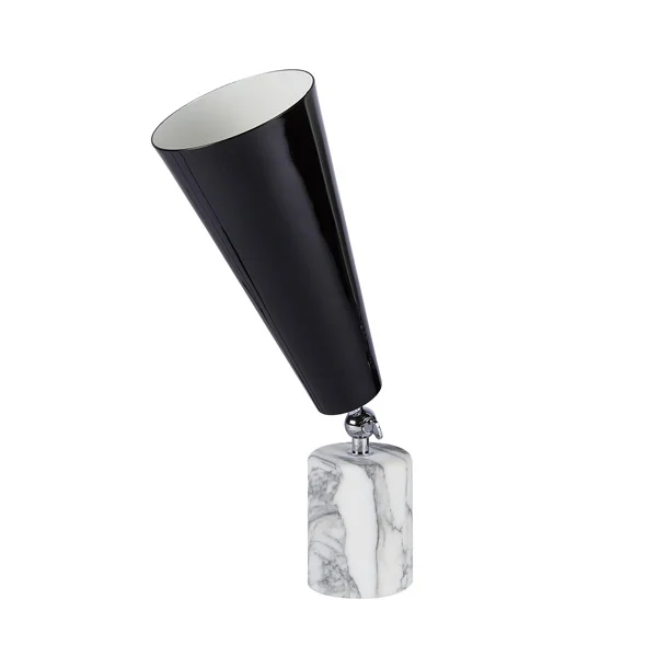 TATO Vox Tischlampe Weiß Marmor & Chrom/Schwarz Klein