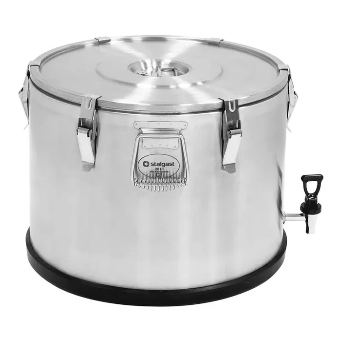 Thermal container made of stainless steel, 50 liters, with drain cock