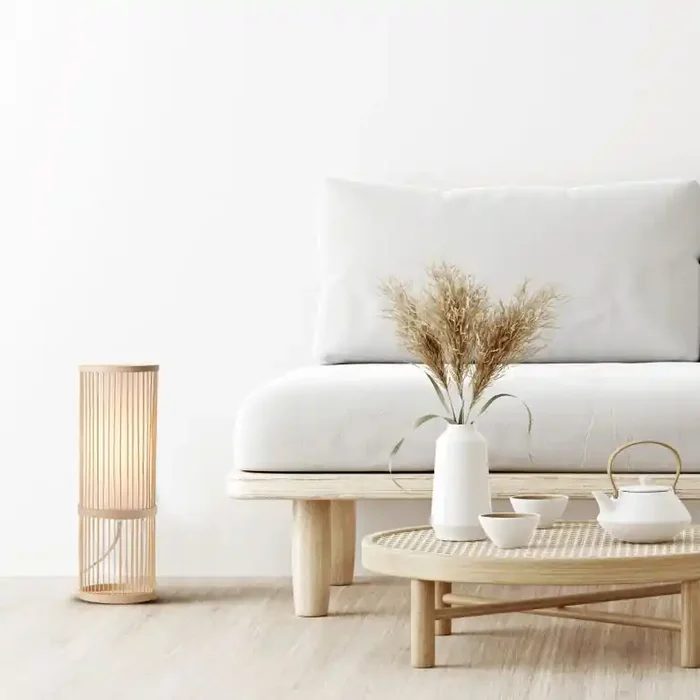 Tischleuchte Luise, braun, 36 x 12 cm, Bambus Tischlampe