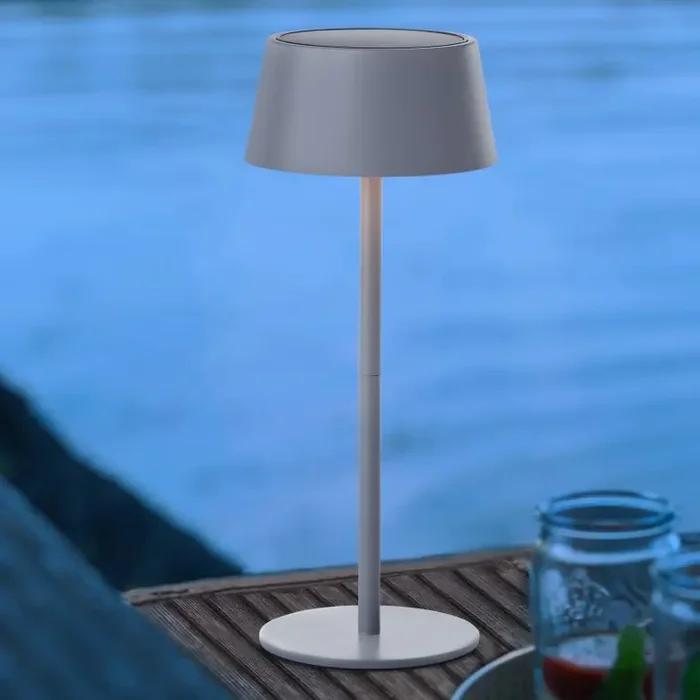 Tischleuchte Outy, grau, 12,5 x 30 cm, Metall Outdoor Tischleuchte