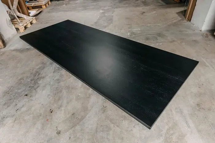 Tischplatte Eiche schwarz nach Maß astfrei