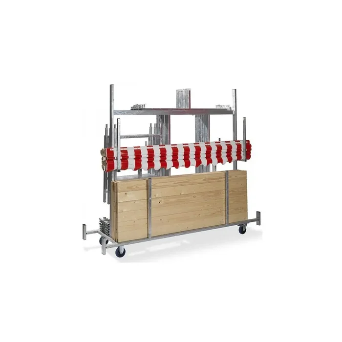 Transport trolley market stall, galvanized steel, 241.5x72x198cm (WxDxH)