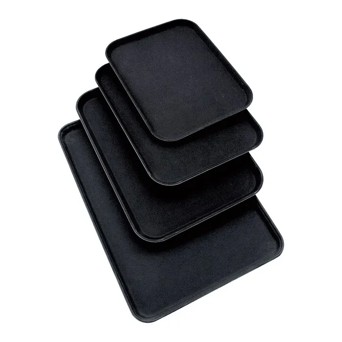 Tray, with non-slip surface, black, 51 x 38 cm (WxD)