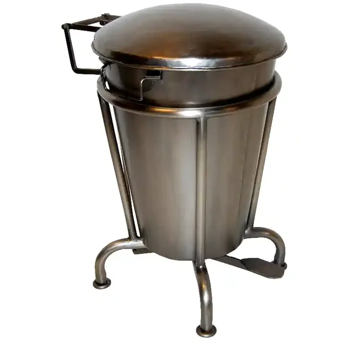 Treteimer Vintage Abfalleimer Industrial Silber Groß Poliert