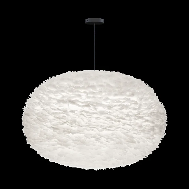 Umage Eos Pendelleuchte XXL Weiß mit Flachem Baldachin in Schwarz