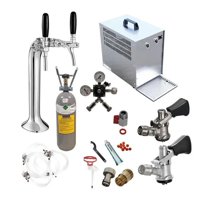 Under-counter complete set 2 lines 60ltr with dispensing column Classic Elegant 1 x S & D Keg Coupler