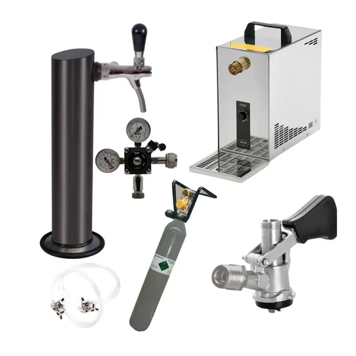 Under-counter complete set 30ltr with black stainless steel tubular column Korbkeg(S) 500g