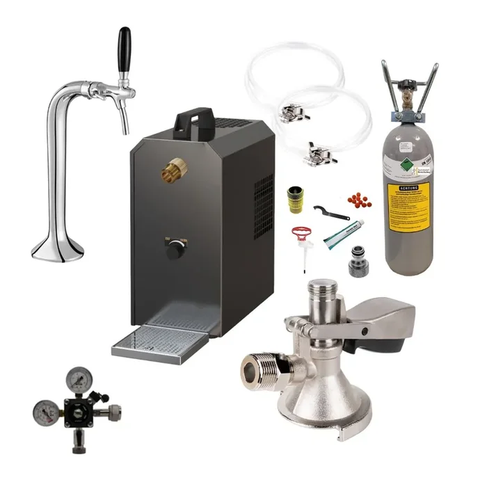 Under-counter dispensing system 25l with dispensing column Classic, compensator tap, CO², clock, hoses and keg