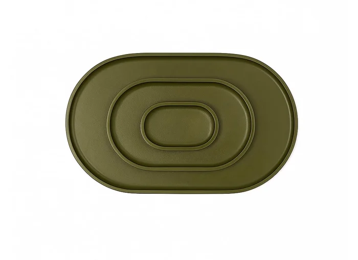 Uniqka Plato Oval Trio Mono Tablett – Grün Entworfen von Defne Koz