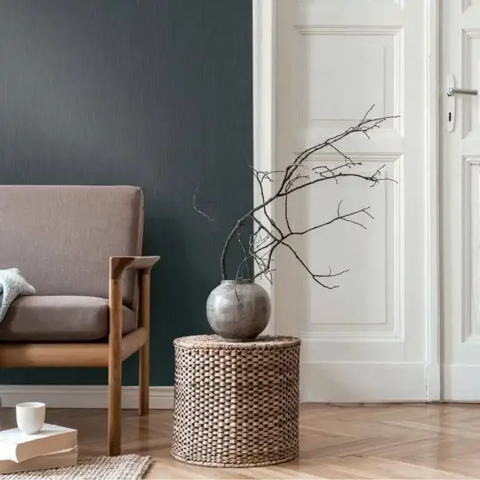 Unitapete Leinenstruktur Petrolgrün – Strukturtapete matt modern – Vliestapete