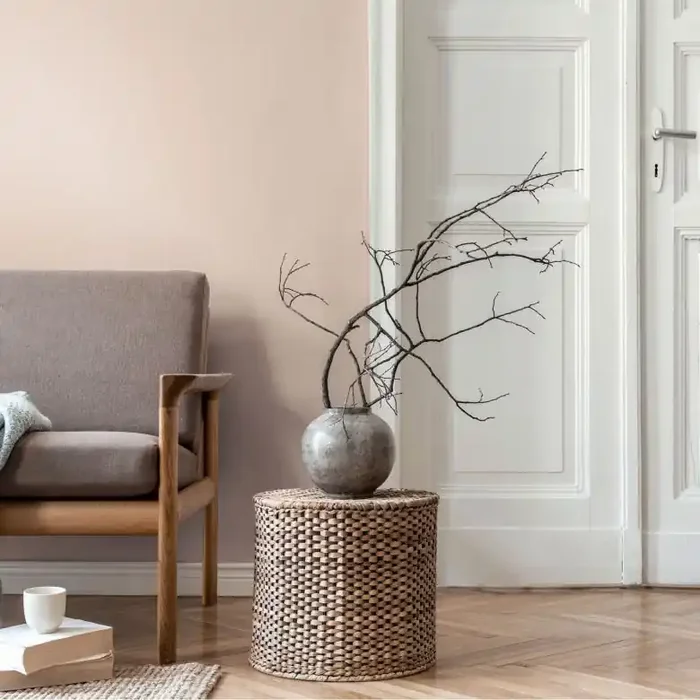 Unitapete mit Leinenstruktur Beige – Einfarbige Tapete matt modern