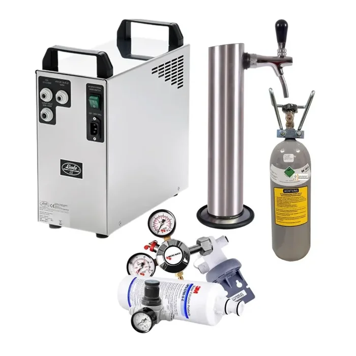 Untertheken Komplettset Wasserzapfanlage Tafelwassergerät Warmkarbonator Sprudelwasser 40L mit Schanksäule