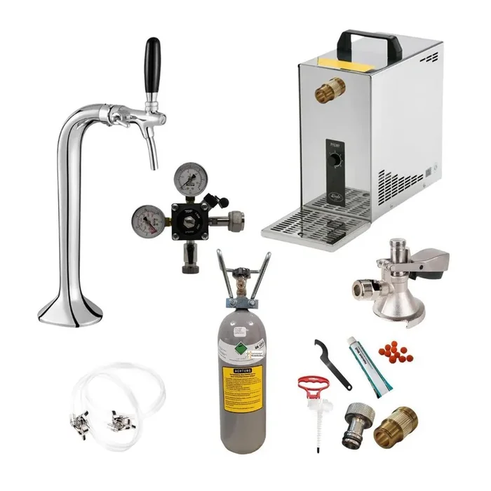 Untertheken Zapfanlage 35l mit Schanksäule Classic, Kompensatorschankhahn, CO², Uhr, Schläuchen und Keg