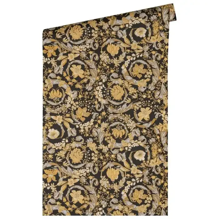 Versace Home Design Tapete Blumen florale Mustertapete Gold Schwarz Muster Vliestapete