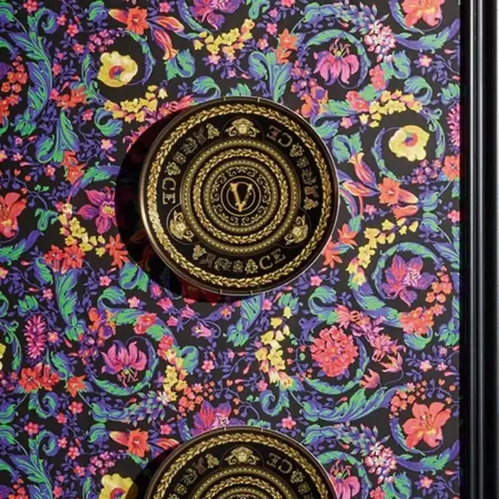 Versace Home Tapete Bunt Schwarz Lila Rosa floral Designer Blumen Vliestapete Luxus