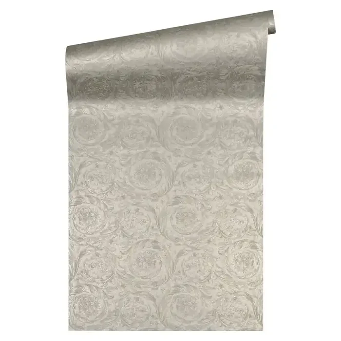 Versace wallpaper Vliestapete Barocco Metallics Barocktapete mit Ornamenten silber, grau