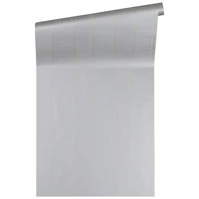 Versace wallpaper Vliestapete Greek Streifentapete Mäander gold, silber