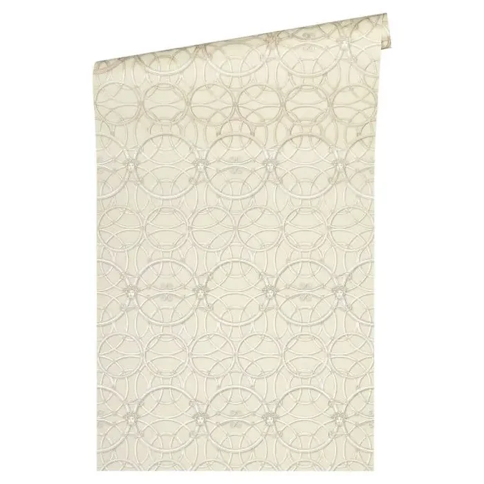 Versace wallpaper Vliestapete La Scala del Palazzo geometrische Tapete creme, gold, weiß