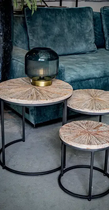 Vintage Couchtisch Natural Chic recyceltes Ulmenholz Klein