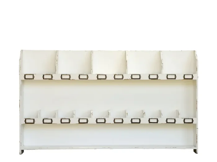 Vintage Wandregal Sortierregal Emma mit 15 Fächern Antik-Weiß 120 cm