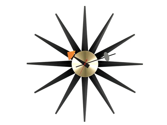 Vitra Sunburst Wanduhr – Schwarz / Messing Entworfen von George Nelson
