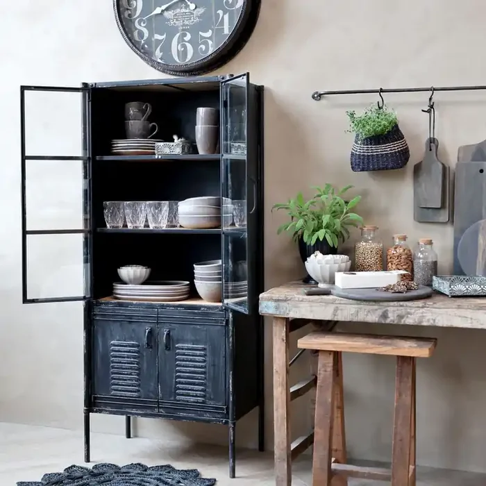 Vitrine Alissa Vintage Spind Metall Glas Holz