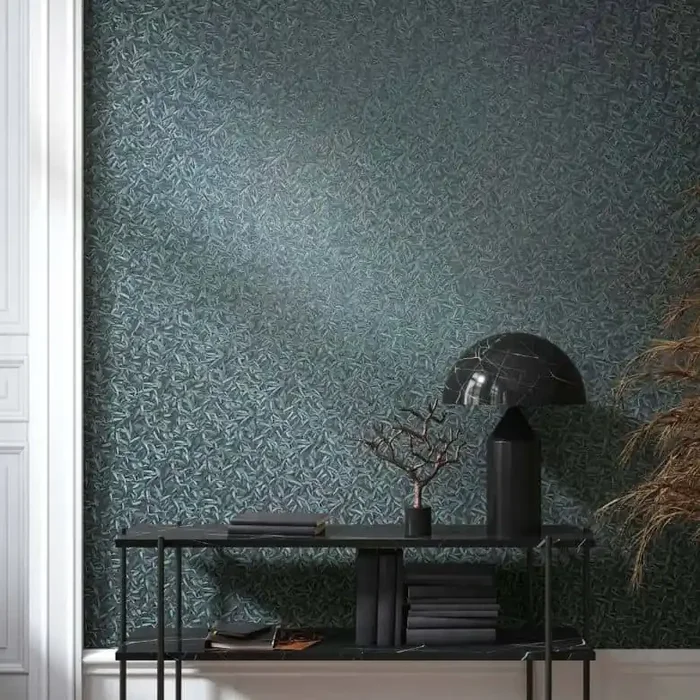 Vliestapete 3D-Optik, Blattmotiv Floral Klassisch in Blau