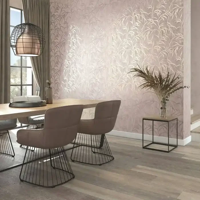 Vliestapete mit Blättern in Betonoptik braun Floral