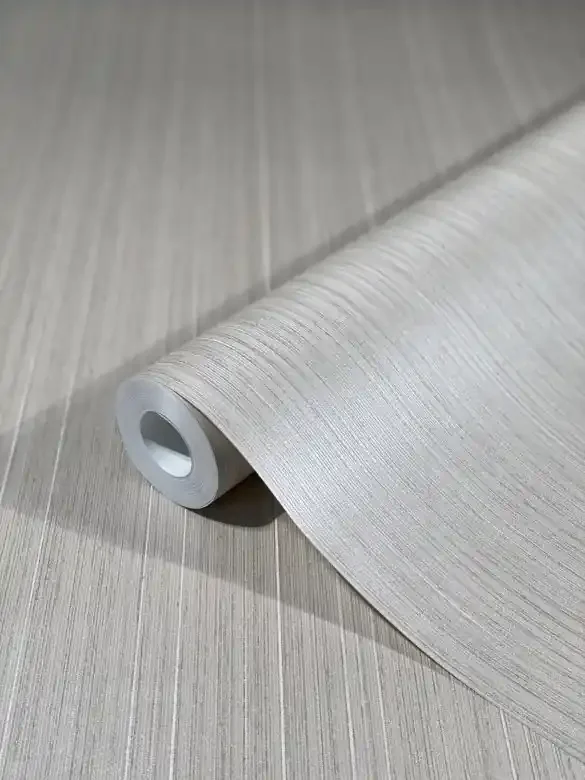 Vliestapete mit glänzenden feinen Streifen und Linien grau, beige Streifen von Harald Glööckler