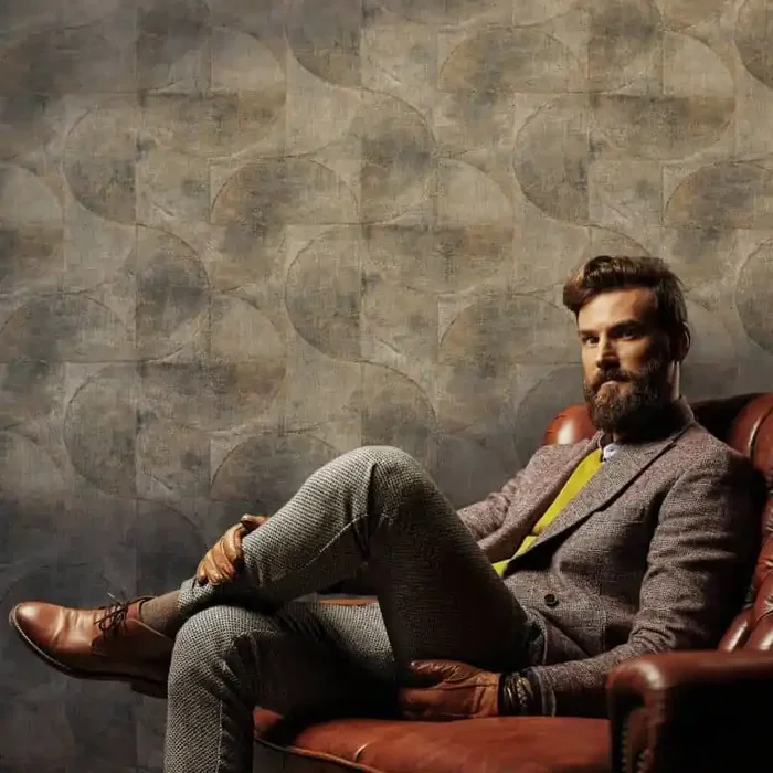 Vliestapete mit Halbkreisen und Rechtecken kupfer, anthrazit Struktur