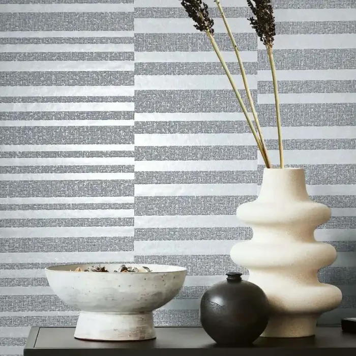 Vliestapete Querstreifen Streifen Modern in Grau
