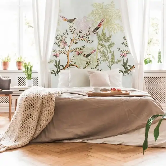 Vogel-Tapete Vintage Grau Bunt – Vliestapete mit Naturmotiv für Wohnzimmer & Schlafzimmer