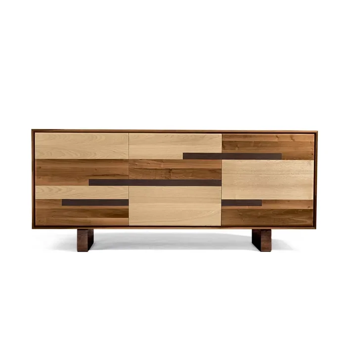 Walnuss Holz Sideboard MATERIA Natura Türen von Dale Italia – Schwarz / Drei Türen
