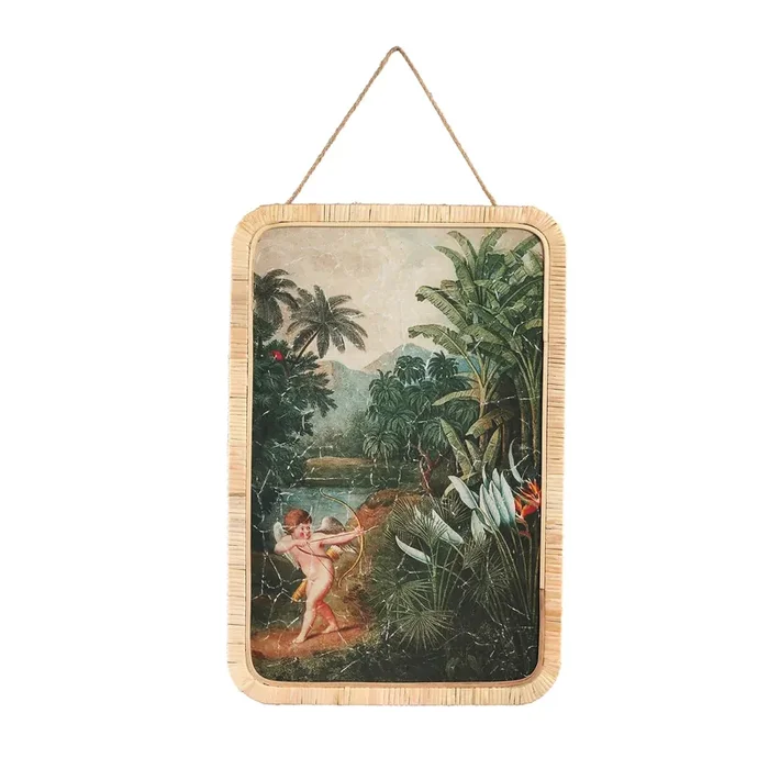 Wandbild Italienische Romantik Flora & Fauna Rattanrahmen Amor