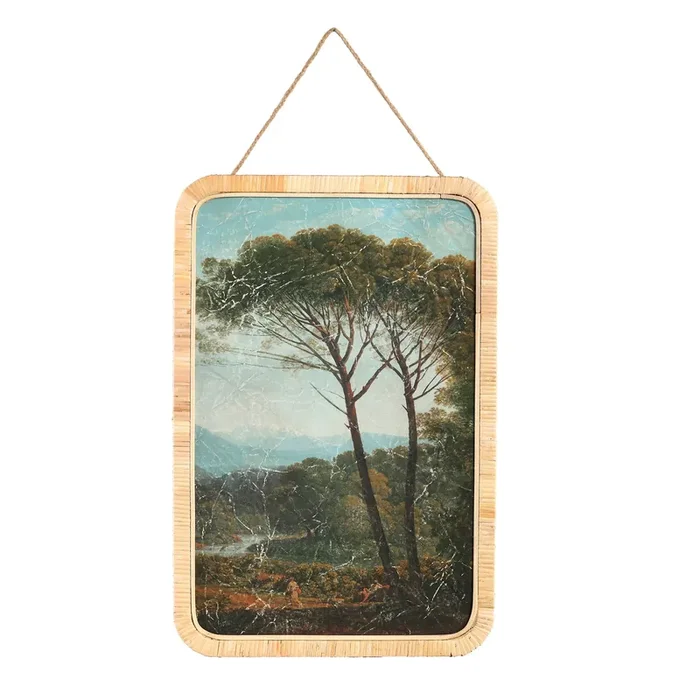 Wandbild Italienische Romantik Flora & Fauna Rattanrahmen