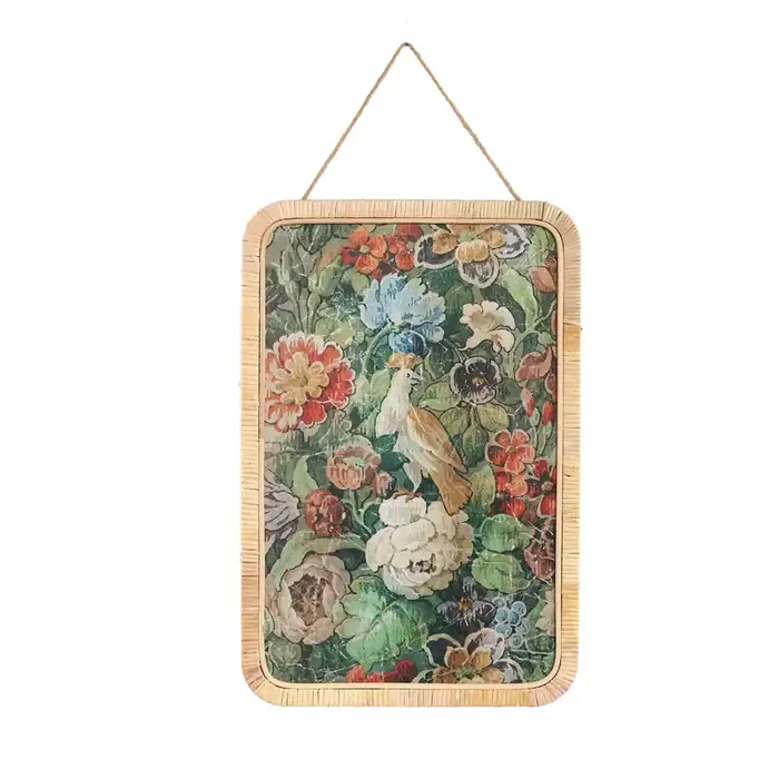 Wandbild Italienische Romantik Flora & Fauna Rattanrahmen Taube