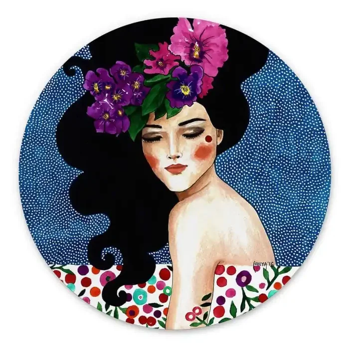 Wandbild Porträt – Flüsterndes Herz – Alu-Dibond Rund – Hülya