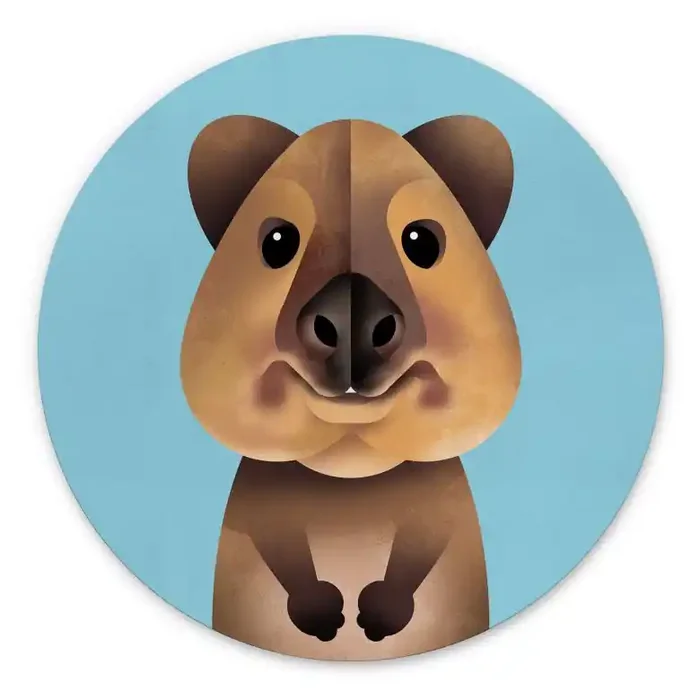 Wandbild Quokka – Alu-Dibond Rund – Braun