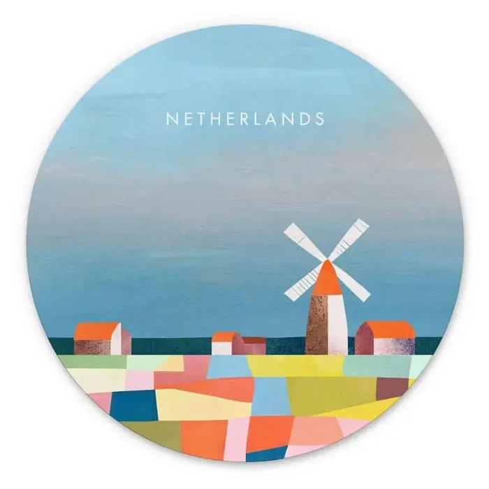 Wandbild Reise in die Niederlande – Rivers – Alu-Dibond Rund