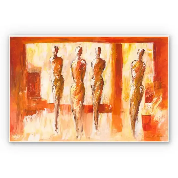 Wandbild Schüßler – Vier Figuren in Orange