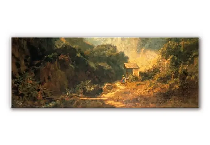 Wandbild Spitzweg – Felsental mit Kapelle – Panorama