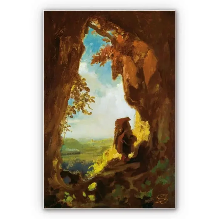 Wandbild Spitzweg – Gnom, Eisenbahn betrachtend