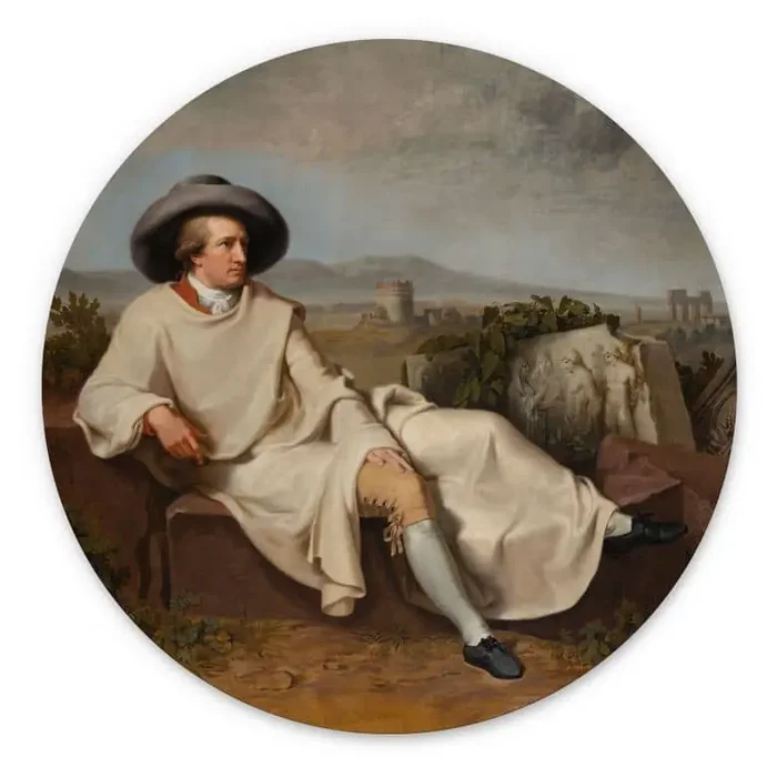 Wandbild Tischbein – Goethe in der römischen Campagna – Alu-Dibond Rund