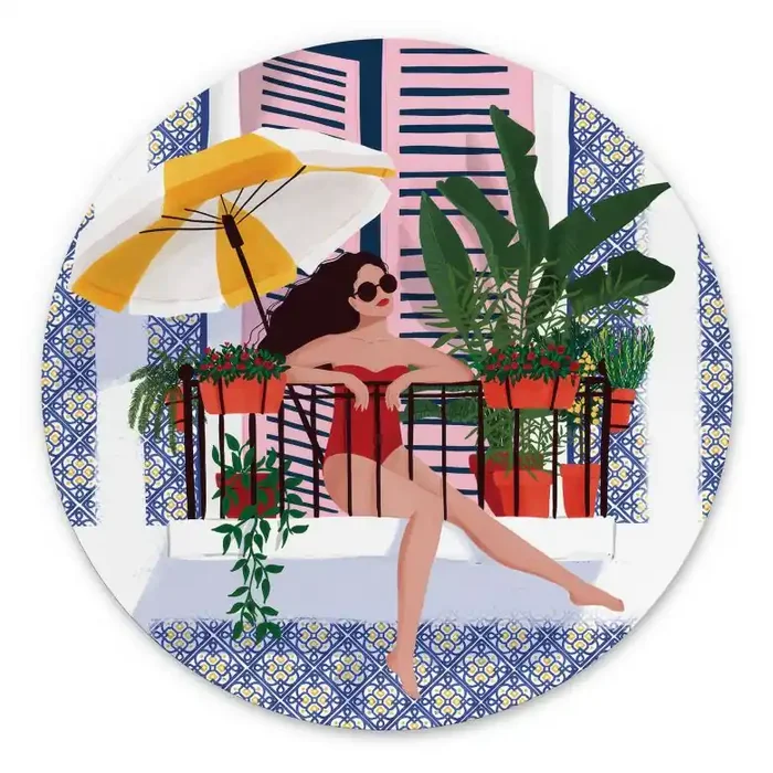 Wandbild Urlaub auf dem Balkon – Tomljanovic – Alu-Dibond Rund