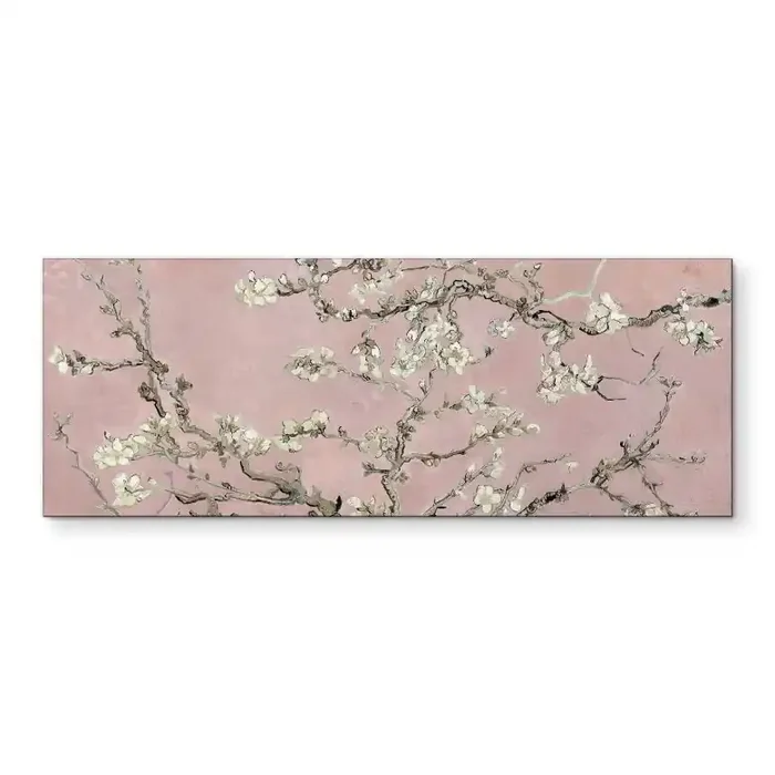 Wandbild van Gogh – Mandelblüte – rosé – Panorama – Alu-Dibond