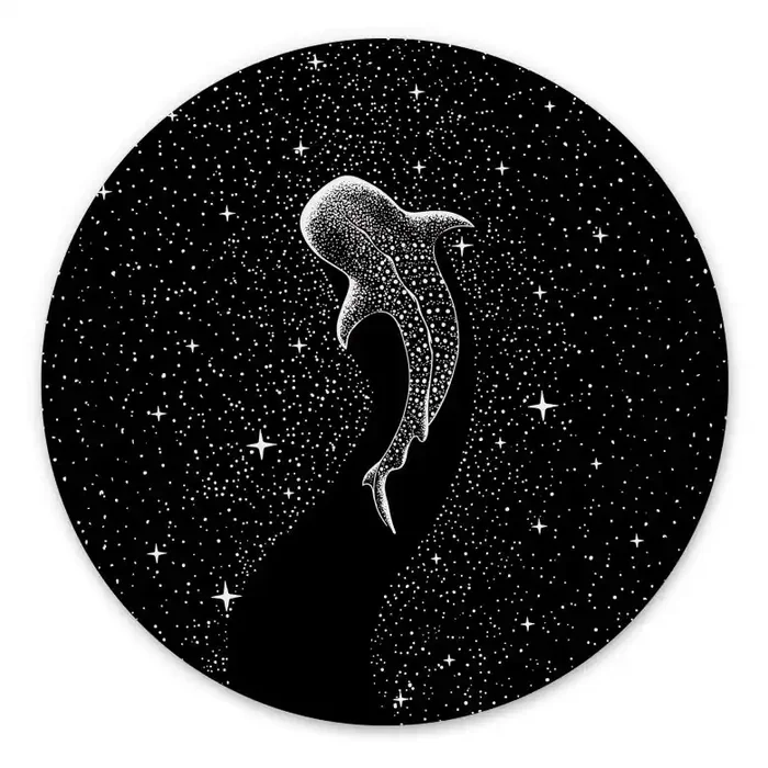 Wandbild Walhai im Ozean der Sterne – Cakir – Alu-Dibond Rund