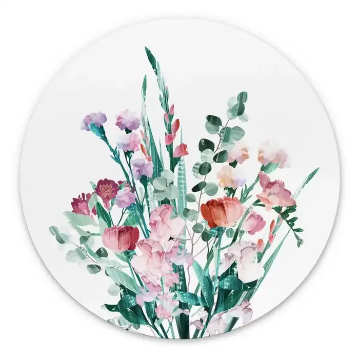 Wandbild Wildblumen Bouquet im Frühling – Goed Blauw – Alu-Dibond Rund