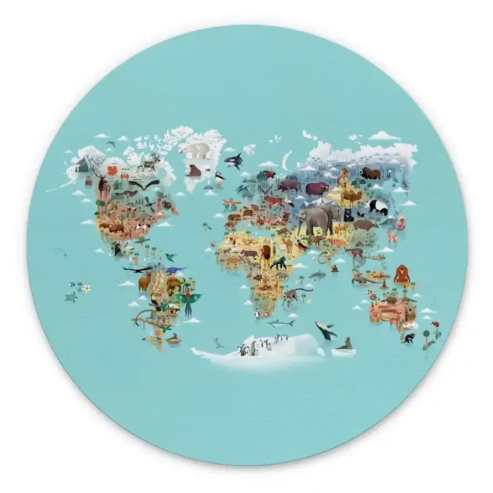 Wandbild World Map – Braun – Alu-Dibond – Rund